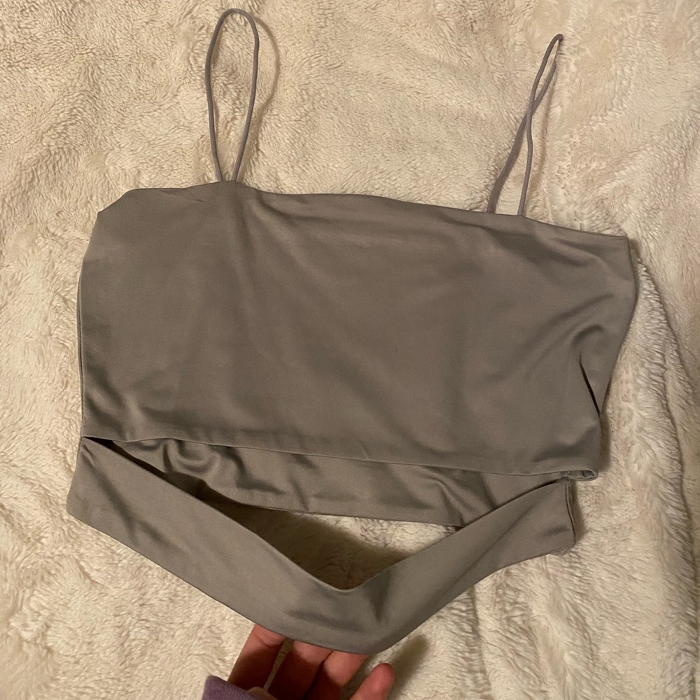 Grey crop top with cut out